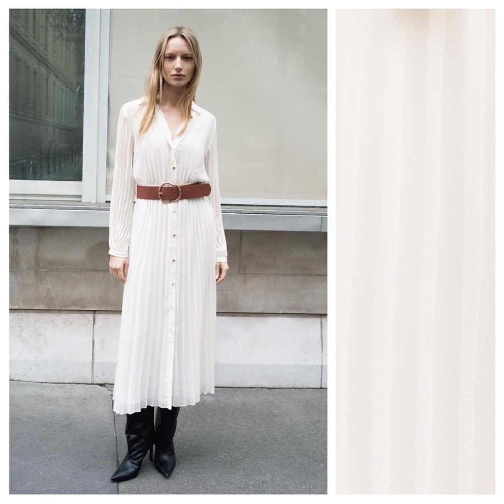 New! Zara medium every pleated midi dress with belt. - Picture 7 of 14